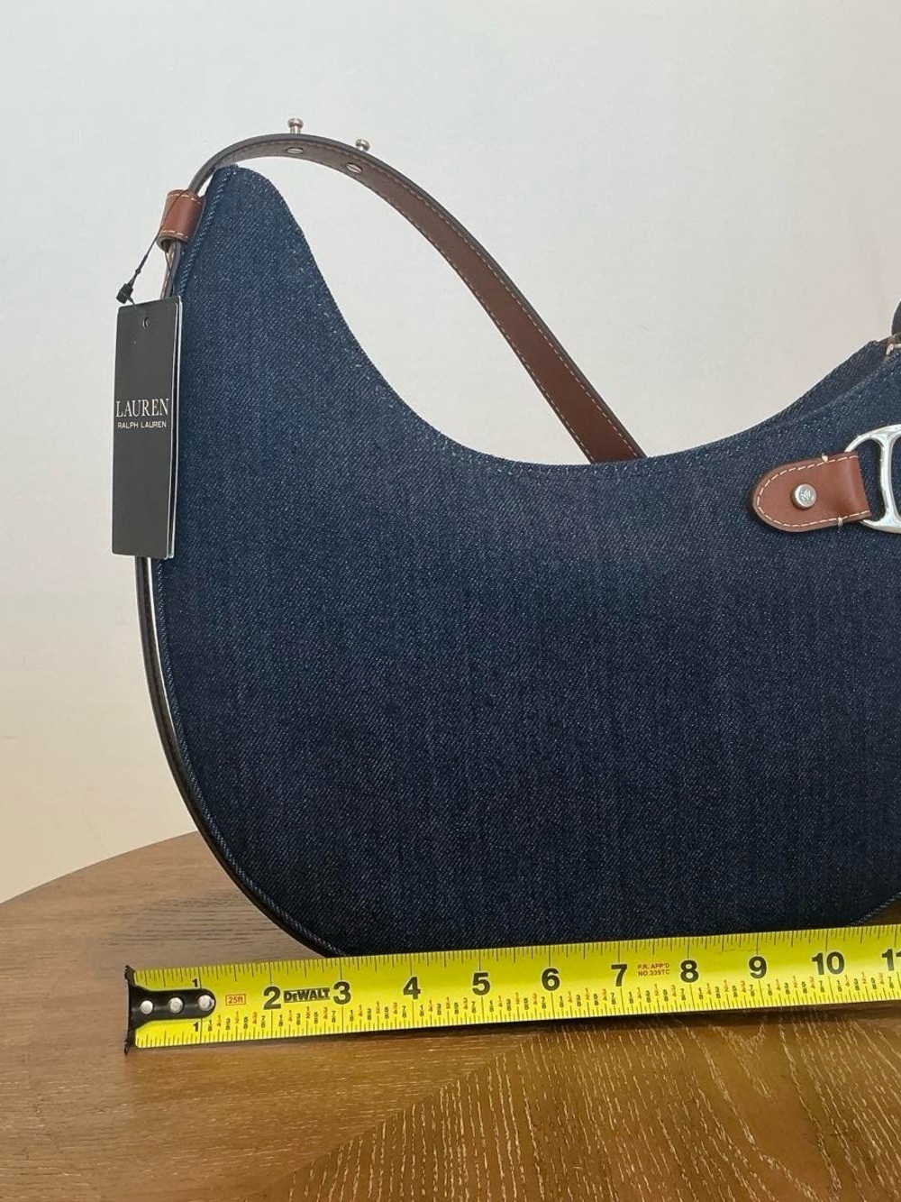 Lauren Ralph Lauren Tasha Small Shoulder Bag Canvas rinse wash denim/auren tan - Picture 8 of 10